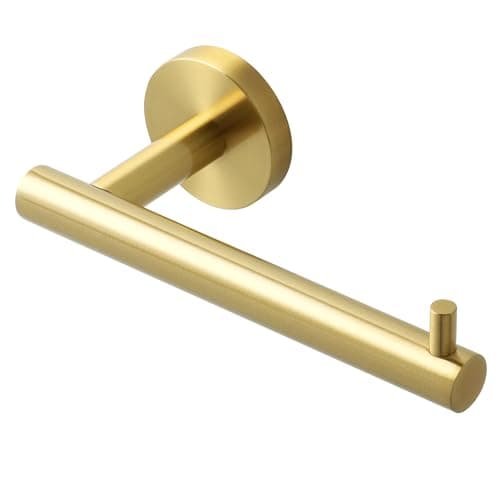 Image of SAYAYO Toilet Roll Holder Wall Mounted Toilet Paper Holder SUS304 Stainless Steel for Bathroom Kitchen, Loo Tissue Roll Holder Round Base Style Brushed Gold, EGYT6130-G