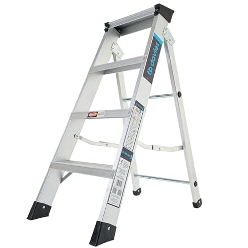 Image of TB Davies 1200-024 Heavy-Duty Swingback Step Ladder, 4 Tread, Aluminium, 150kg Work Load, EN131 Professional