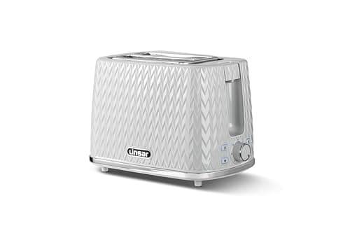 Image of Linsar - 2 Slice Toaster - Unique Curved Texture - Defrost, Reheat, Cancel Functions - 7 Browning Levels, Wide Slots, Removable Crumb Tray - Automatic Switch Off - 930 Watt (White)