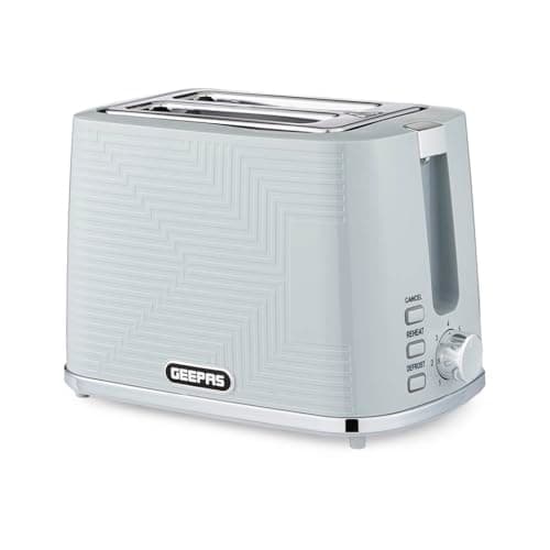 Image of GEEPAS Opus 2 Slice Toaster | 7 Browning Levels Cancel Defrost Reheat | For Thin Small Bread Slice, Removable Crumb Tray Cool Touch Housing High Lift | Space-Saving Design | 2 Yr Warranty 900W Grey