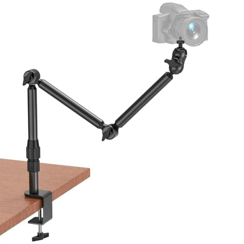 Image of Rodison Desktop Camera Holder 78.5cm Webcam Stand with 1/10.2cm Screws C Clamp Adjustable 360° Microphone Boom for DSLR Cameras, Doorbell Projector Webcam