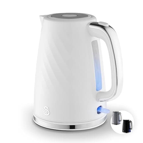Image of Swan SK14611WHT Windsor Rapid Boil Kettle with Removable Limescale Filter, Boil Dry Protection and Hidden Cord Storage, 1.7L, 3KW, White