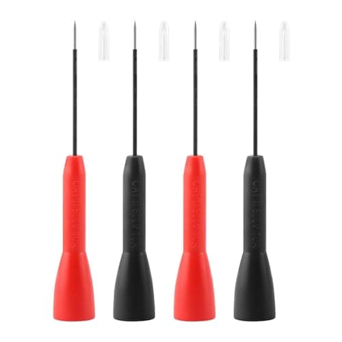 Image of 4 Pack Multimeter Needle Probe Pins, 2mm Extended Needle Test Probes, 600V/10A Non-Destructive Multimeter Test Probe for Fluke Leads tl71 tl75