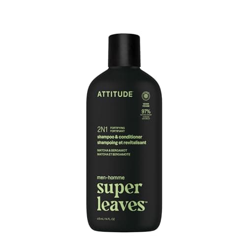 Image of ATTITUDE Men's Shampoo and Conditioner 2-in-1, Fortifying For Fragile Hair, With Caffeine and Green Tea, 97% Natural Origin Ingredients, EWG Verified, Matcha & Bergamot, 415 mL