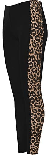 Image of GOSTYLES® Womens High Waist Side Stripe Leggings, Ladies Animal Print Wet Look, Tartan Styles Stretchy Activewear Gym Yoga Pants (Brown Leopard, 12-14)