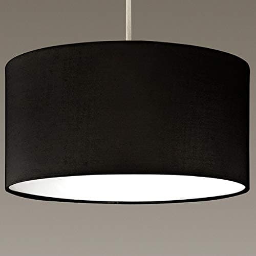 Image of CGC Lighting Modern Fabric Lamp Shade Solid Opal White Bottom Diffuser Drum Pendant Table Lamp Bedroom Dining Room Lounge (Black)