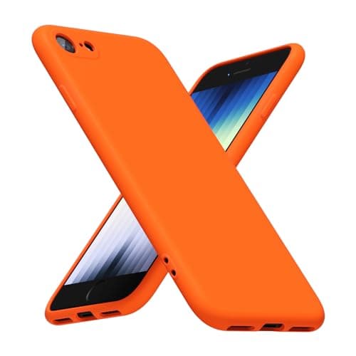 Image of LoeoeL for iPhone SE Case Silicone 2nd 3rd Genration iPhone 7/8, Fluorescent Neon Orange Bright Color Matte TPU, Minimalist Ultra Thin Slim Soft Rubber Gel Girly Cute Case for Women Men, Camera Cover