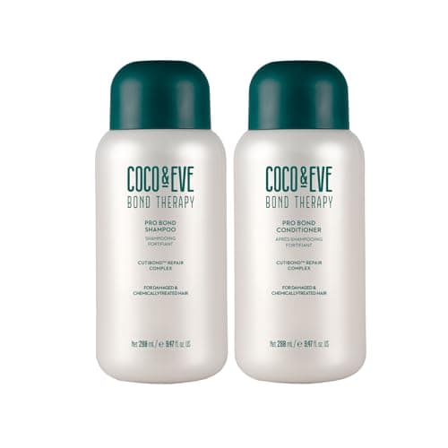 Image of Coco & Eve Bond Therapy Pro Bond Shampoo & Conditioner Set. Strengthening Bond-Building with Cutibond™ Repair Complex. Nourishes & Reduces Breakage for Chemically Treated, Damaged Hair (560 ml)