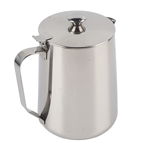 Image of Milk Jug with Lid Milk Pitcher, Milk Foam Cup, Foam Pitcher, Milk Jug, Stainless Steel, with Lid, Selectable Sizes, Commercial Use, Home Use, Kitchen Supplies, for