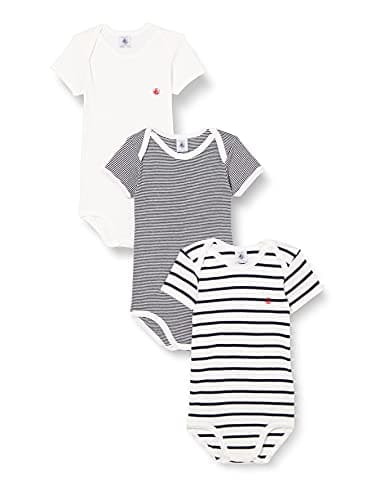 Image of Petit Bateau Unisex Babies’Short Sleeve Striped Body (Pack of 3) , Variant 1, 4 years