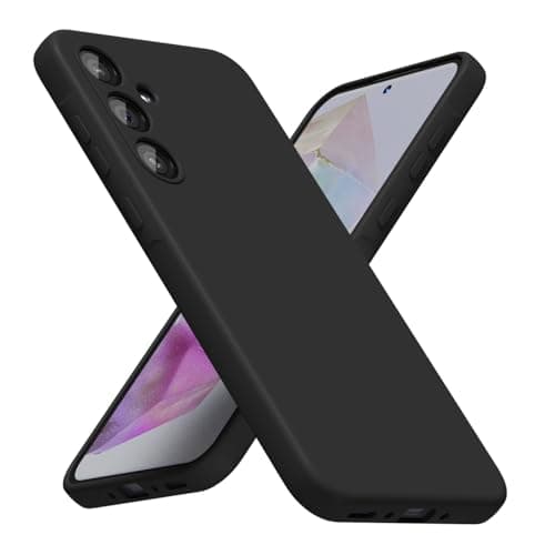 Image of LoeoeL for Samsung Galaxy A35 5G Phone Case Silicone, Minimalist Ultra Thin Slim Soft Rubber Gel Solid Color Matte TPU Cute Case for Women Men, Girly Plain Aesthetic Design & Camera Cover, Black