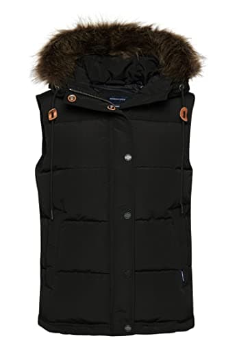 Image of Superdry Women's Vintage Everest Faux Fur Gilet A7, Black, XL
