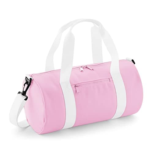 Image of BagBase BG140s Mini Barrel Bag - Classic Pink/White