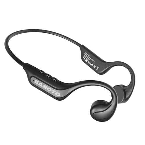 Image of SANOTO Bone Conduction Headphones Bluetooth Open Ear Headphones with Mic, EQ Mode Switching Lightweight Bone Conduction Earbuds IP65 Waterproof Sport Wireless running headphones Cycling Workout
