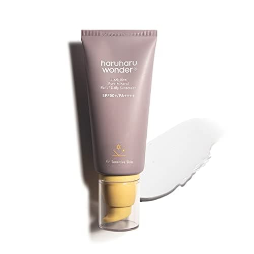 Image of haruharu wonder Black Rice Pure Mineral Relief Daily Sunscreen, SPF50+/PA++++, Broad Spectrum UVA/UVB, Hyaluronic Acid, Niacinamide, Daily Sunscreen, Korean Skincare, Vegan, 50ml