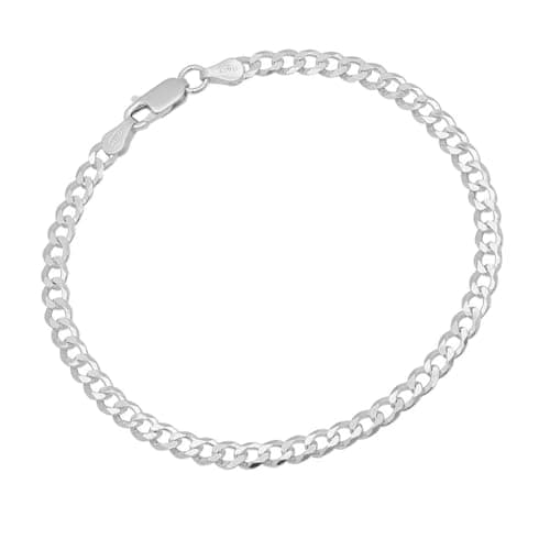 Image of Treasure Bay Mens Solid 925 Sterling Silver Chain Bracelet - 5mm Curb Chain Length 17.5cm, 18.5cm, 19.5cm, 21cm and 22cm (23Cm)
