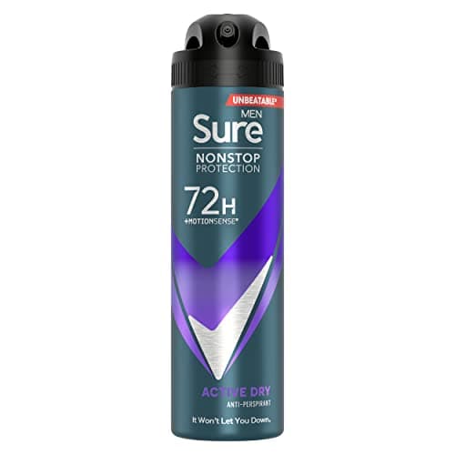 Image of Sure Men Active Dry Nonstop Protection Anti-perspirant Deodorant Aerosol 150 ml (Pack of 6)