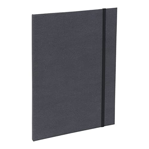 Image of Bigso Box of Sweden A4 Portfolio Folder with Elastic Straps - Document Organiser in Fibreboard and Linen Effect Paper - A4 Folder for Documents, Files and Loose Papers etc. - Black