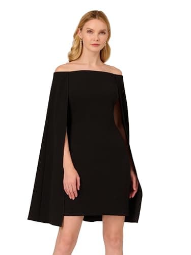 Image of Adrianna Papell Women's Off Shoulder Cape Dress, Black, 14
