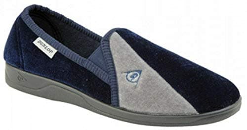 Image of Mens famous DUNLOP elasticated gusset slippers Navy/Grey size 11