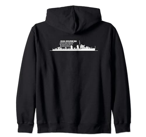 Image of H.M.S. Eclipse H08 British WW2 Destroyer Ship Infographic Zip Hoodie