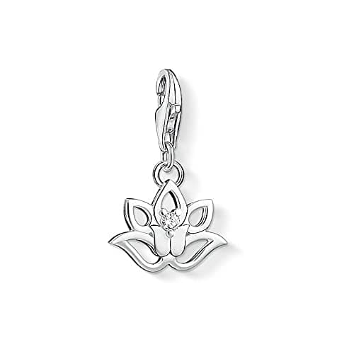 Image of Thomas Sabo Women Charm Pendant Lotus Flower Charm Club 925 Sterling Silver 1300-051-14
