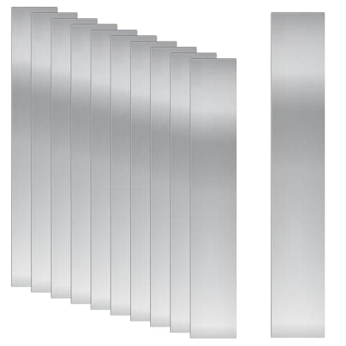 Image of Swpeet 10Pcs 304 Stainless Steel Shim Stock Kit, 1"(Width)× 6"(Length)× 0.006"(Thickness) Metal Shim Stock Strips Thin Metal Shims Sheet for Gap Filler Strip Craft Making