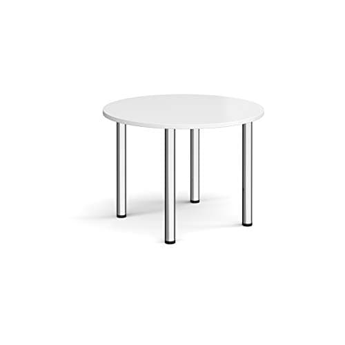 Image of Mr Office Circular radial leg meeting table - chrome legs, White, 1000