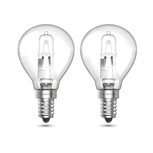 Image of Luxvista E14 Golf Ball Light Bulb Dimmable, 28W G45 SES Small Edison Screw Mini Globe Light Bulb Warm White 2700K, E14 Classic Clear Round Eco Halogen Bulbs, 2-Pack