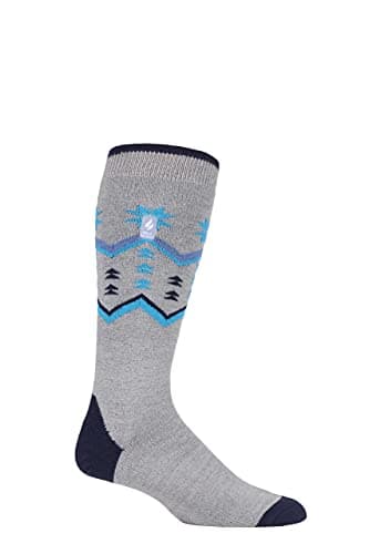 Image of HEAT HOLDERS SOCKSHOP Mens 1.0 TOG Slalom Adventure Ultra Lite Ski Socks Pack of 1 Grey Fairisle 6-11