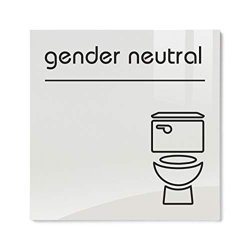 Image of Viro Opal Acrylic Gender Neutral Toilet Sign from ViroDisplay® – Glossy White Acrylic – 200 x 200mm – Durable Printed Surface – Self-Adhesive Fixing