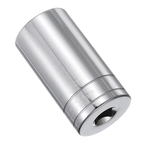 Image of Juttzzei 6-Point Deep Socket, 1/2 Inch Drive 32mm Socket, Full Polishing CR-V Steel 32mm Socket 1/2 Drive with 78mm Length 6-Point Metric Sizes foe Car Home Repair Mechanical Maintenance - Silver