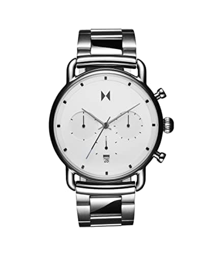 Image of MVMT Blacktop II Analog Watch - Vintage Chronograph - Water-Resistant 5 ATM/50 Meters - Premium Minimalist Men's Watch - Stainless Steel - 42mm & 47mm, Starlight Silver, 47 MM, Blacktop II