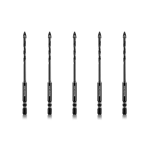 Image of Meccion Tile Drill Bit 3mm x 5Pcs Professional Cross Tungsten Carbide Tip Drill Bits for Tile, Brick, Glass, Porcelain, Plastic, Wood, Cement, Mild Metal