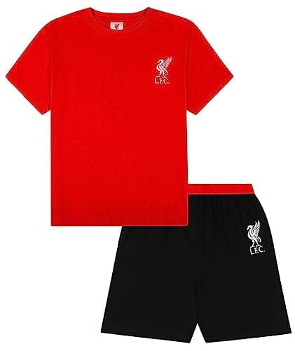 Image of Mens Official Liverpool Football Club Black Red Short LFC Pyjamas (X-Large)