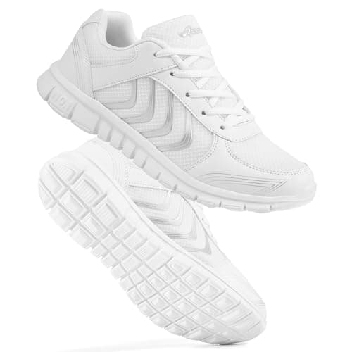 Image of DUOYANGJIASHA Sneakers for Women Running Shoes: Slip On Casual Walking Shoes Non Slip Comfortable Fashion Tennis Shoes Mesh Lightweight Sneaker for Work, White, 4 UK