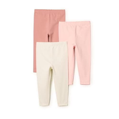 Image of Amazon Essentials x Sofia Grainge Girls' Legging, Pack of 3, Ivory/Pink/Terracotta, 2 Years