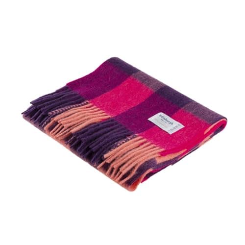 Image of ClanWool 100% Lambswool Tartan Scarf Classic Edinburgh Style Wool Scarf With Fringes – Essential Accessory - Bursted Check Orange/Pink
