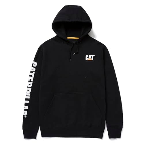 Image of CAT Caterpillar - Hooded Sweatshirt - Trademark Banner Hooded Sweatshirt (Regular and Big & Tall Sizes) - Long Sleeve mens XL Black