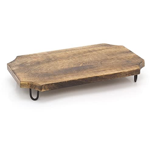 Image of Carousel Home and Gifts Kitchen Wooden Cutting Chopping Board On Legs ~ 40x25cm Beautiful Mango Wood Cutting Board Or Serving Platter