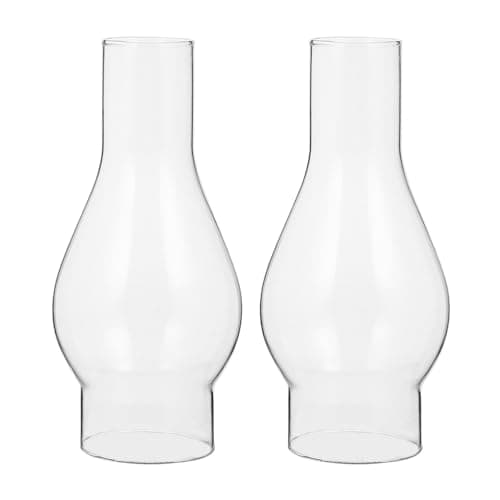Image of NUOBESTY 2Pcs Clear Glass Oil Lamp Chimneys – Handblown Kerosene Lampshade Replacements for Vintage Oil Lanterns & Hurricane Lamps