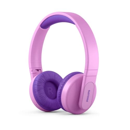 Image of Philips Kids Wireless On-Ear Headphones, Volume Limited Wireless Bluetooth Kids Headphones, Children Headphones, 28 Hours Play Time, Colourful Design & Lightweight, Pink & Purple with Lights