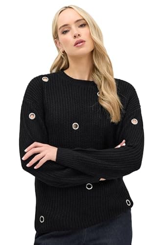 Image of Long Tall Sally - LTS Tall Knitted Eyelet Jumper - Women's Black