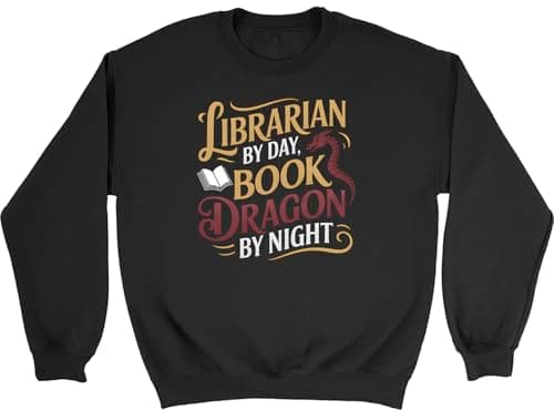 Image of Shopagift Librarian by Day Book Dragon By Night Sweatshirt Unisex Black Jumper