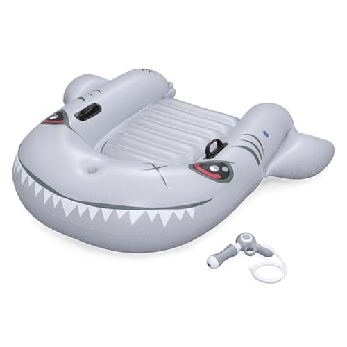 Image of Bestway Sharkventure Kids Inflatable, Kickboard Pool Float with Built In Squirt Gun and Handles, Grey