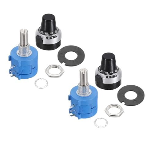 Image of sourcing map 2 Set 3590S-2-104L 100Kohm Rotary Potentiometer, Precision Multi Turn Wirewound Potentiometer for Measuring Equipment with Type 2 Knob Cap Anti-Slip Washer Nut