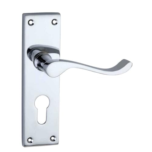Image of Designer Levers - Victorian Scroll Lever Door Handles - Polished Chrome - 1 Pair - Euro Lock Door Handle