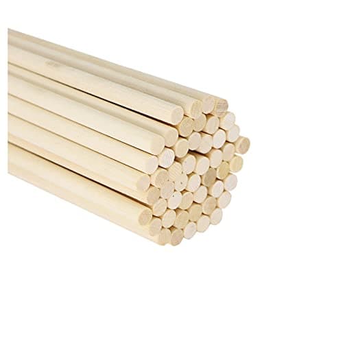 Image of Wooden Sticks, 50 Packs Round Wooden Dowel Rods Craft Sticks for Craft Projects, 30cmx5mm Dowel Rods Craft Long Wood Sticks for DIY Woodworking, Building Model, Home Garden Decoration