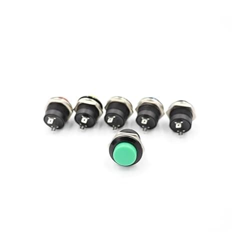 Image of 6 pcs green Round Cap Push Button Switch AC 6A/125V 3A/250V R13-507 momentary push button Controls Switches