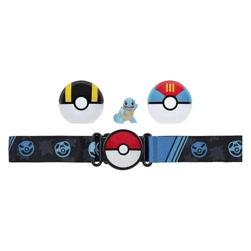 Image of Pokémon Clip 'N' Go Belt Set - Includes Themed Belt and 2-Inch Squirtle Battle Figure with Ultra Ball and Lure Ball Accessories